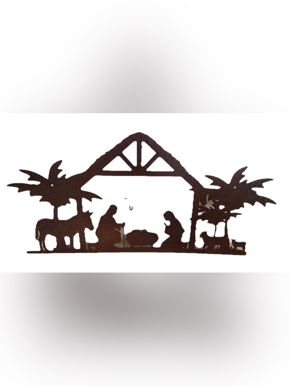 Rustic Steel Nativity Manger Silhouette